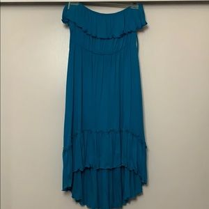 Strapless blue dress